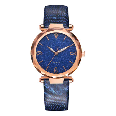 

New fashion PU watch Korean fashion casual female models noble solid color quartz watch rose gold frame watch