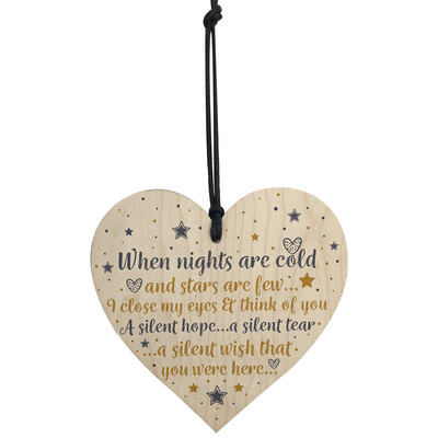 

CHRISTMAS Wood Tree Decoration In Memory Mum Dad Memorial Heart Design