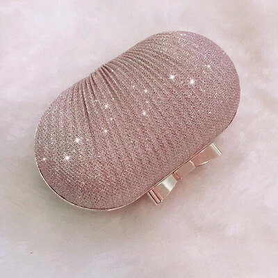 

Twinkling Golden Evening Clutch Bag Women Bags Wedding Bridal Metal Bow Chain Shoulder Bag
