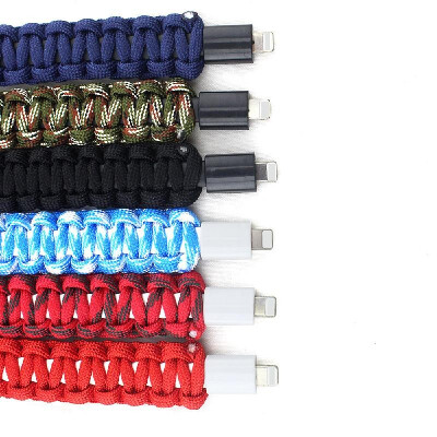 

USB Cable Bracelet Lightening Paracord Weaving Wristband Charging Sync Data Cable Cord for IPhone Camping Multifunction Umbrella R