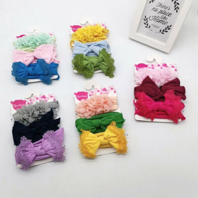 

3PCS Kids Toddler Girl Baby Headband Lace Bow Flower Hair Band Accessories