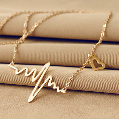 

Woman jewelry imitation titanium steel ECG heart-shaped necklace chain necklace Girl Ladies Gifts