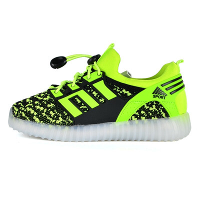 

Muti Flash Mode Kids Light Up Shoes Breathable Mesh Boys Girls Glowing Shoes Fashion Striped Children Luminous Sneakers