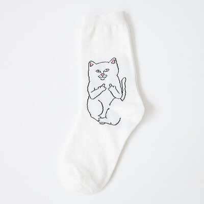 

1 Pair Autumn Winter Women Cotton Socks Art Funny Alien Planet Creative Funny Cartoon Cat Breathable Socks