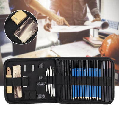 

Greensen 40pcs Set Adult School Students Sketching Engineering Drawing Design Set Pencils Pencils Bag