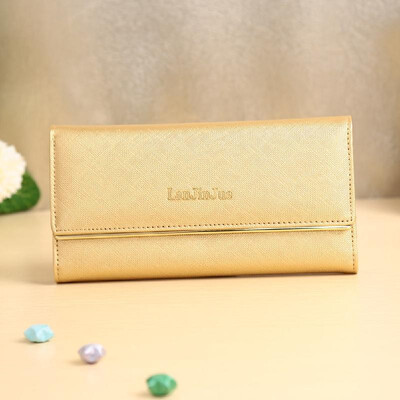 

New Fashion Women Long Wallet PU Leather Solid Color Button Coin Purse Card Holder