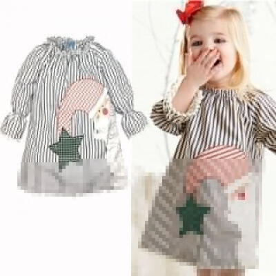 

Lovely Christmas Santa Claus Kids Girls Toddler Baby Striped Princess Tutu Dress Tops