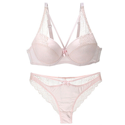 

〖Follure〗Fashion Women Gather Sexy Lace Bra Suits Deep V Lotus Leaf Edge Underwear