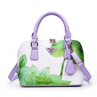 

2017 Vintage Women Handbags Shoulder Bag Shell Flower PU LleatherFor Female Designer Printing Ladies Hand bag Famous Brand Tote