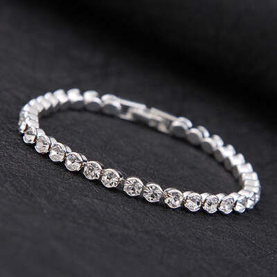 

Simple Sweet Crystal Silver Plated Solid Drill Bracelet National Style Hand Jewellery Personality Fashion Bracelet Hot Gift