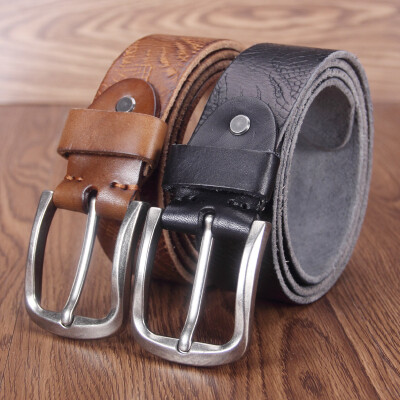 

Factory retro belt top layer cowhide leather needle buckle belt 38 leather belt custom