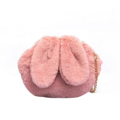 

Winter Plush Rabbit Ears Cute Women Messenger Bag Fur Fashion Cartoon Girls Chain Clip Shoulder Bag Velvet Womens Crossbody Bag