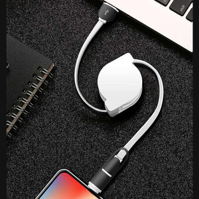 

Retractable 2 In 1 Data Cable Multifunctional Charging Line For Apple IPhones Android Mobile Phone -1m