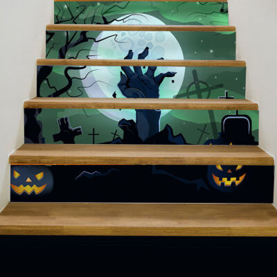 

New Hot Halloween Decoration Stair Stickers Waterproof Wall Stickers DIY Home Decor Staircase Sticker Window Sticker 3D Simulation