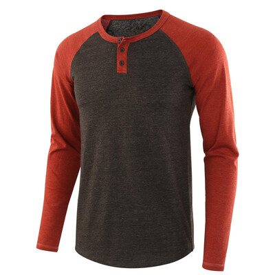 

Toponeto Fashion Mens Long-sleeved O-Neck Solid Patchwork Tops Blouse T-Shirts