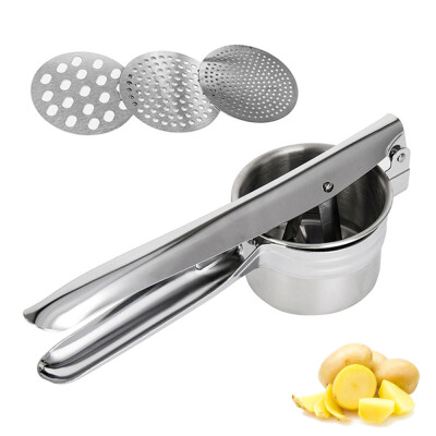 

NEW Stainless Steel Potato Ricer Hand Held Puree Masher Juicer with 3 Discs