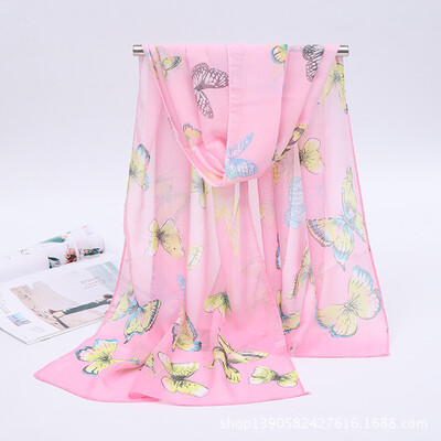 

New Yiwu gift stall female printed chiffon silk scarf wholesale spring&summer models wild scarf small scarf variety