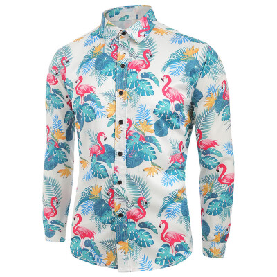 

Flamingo Leaf Print Long Sleeves Shirt