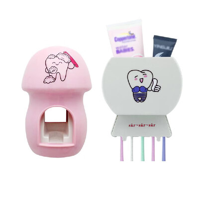 

Bathroom Accessories Set Tooth Brush Toothbrush Holder Toothpaste Dispenser Squeezer Whiteblue