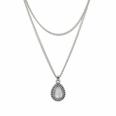 

New Fashion Pendant double necklace Water Drop Stone Necklace boho choker necklace collar Women Statement Jewelry Bijoux