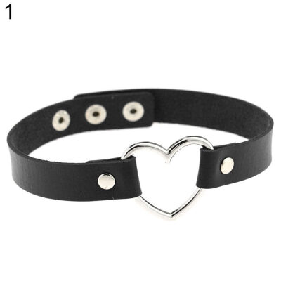 

Women\s Punk Faux Leather Love Heart Collar Choker Necklace Jewelry Charm Gift