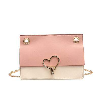 

Bag For Women 2019 Girls Korean Style Sweet Fashion Love Metal Lock Color Matching Shoulder Bag Chain Patchwork Crossbody