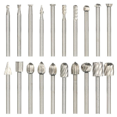 

20PCS 3mm Shank HSS CNC Rotary Burrs Set Tools File Milling Cutter Engraving Bits for Drilling Woodwork Electric Grinding Accessor