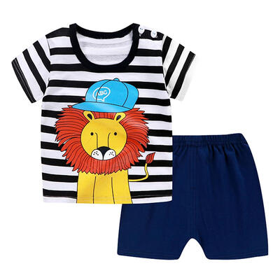 

2pcsset Cartoon Cotton Kids Boys Girls Summer Short Sleeve T-shirt Pants