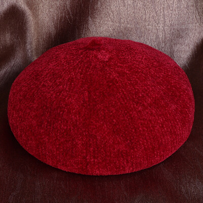 

Dong Yuns New Joker Ladies Velvet Pure Color Simple Pumpkin Painter Hat English Bud Hat in Autumn&Winter