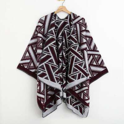 

Joker new diamond-shaped plaid scarf female autumn&winter imitation cashmere new out travel cloak shawl double cloak