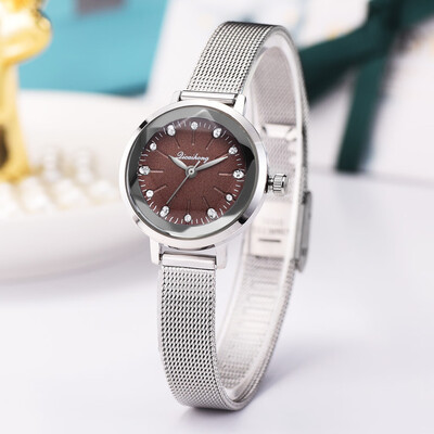 

RM Fashion Simple Pseudo Brick Stone Scale Silver Mesh With Quartz Womens Watch