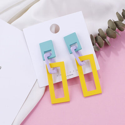 

Flashbuy Acrylic Square Geometric Drop Earrings For Women Alloy Earrings Exaggeration Simple Trend Fashion Jewelry Earrings
