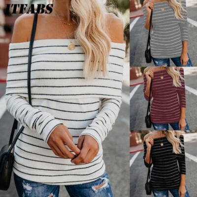 

4 Colors New Off Shoulder Women Ladies T-Shirt Tops Sweatshirt Jumper Sweater Pullover Blouse Autumn Winter