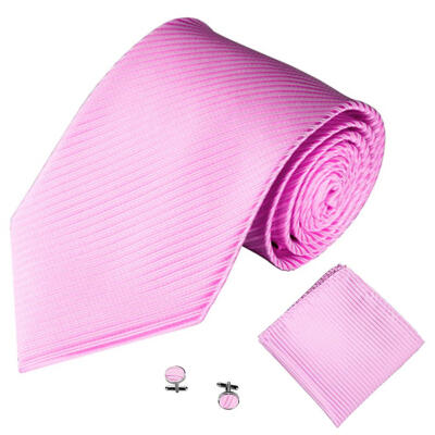 

Solid Color Stripe Jacquard Business Men Necktie Handkerchief Cuff Links Set