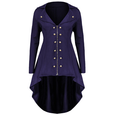

Gothic Vintage Women Steampunk Swallow Tail Trench Coat Jacket Long Punk Jacket