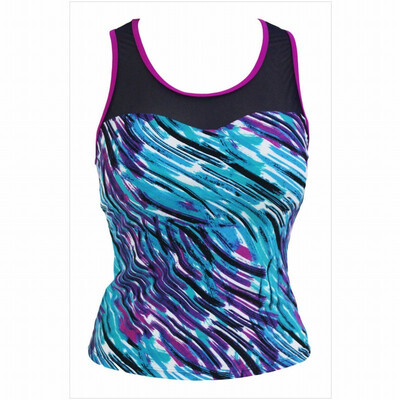 

Swimsuit beach black white corrugated round collar straight swimsuit top