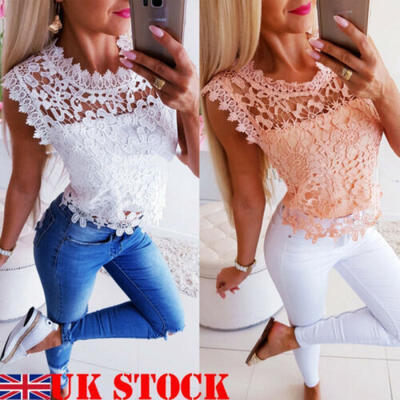 

Women Ladies Summer Lace Vest Top Sleeveless Blouse Casual Tank Tops T-Shirt New