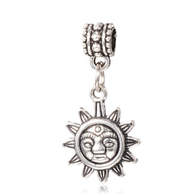 

Tibetan Style Alloy European Dangle Beads Large Hole Pendants Sun Antique Silver 33mm Hole 45mm