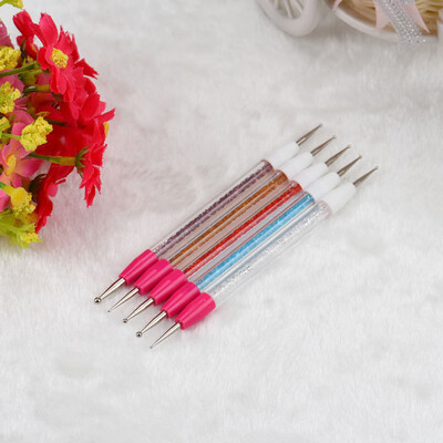 

Toponeto 5Nail Art Dotting Pen Acrylic Rhinestone Crystal Tools Set Painting 2 Way Brush