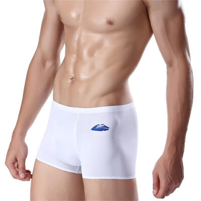 

Mens Ice-silk Seamless Underwear Boxer Brief One-piece Sexy Boxer