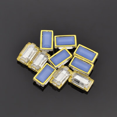 

Sew on Taiwan Acrylic Garment Accessories RectangleCornflowerBlueGolden205x9x6mm Hole 1mm