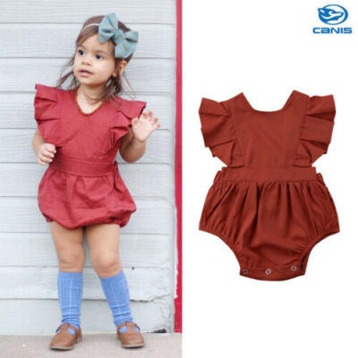 

0-12M Newborn Baby Kids Girls Sleeveless Romper Jumpsuit Bodysuit Summer Outfits