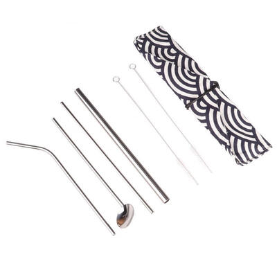 

Greensen 7pcs Drinking Stainless Steel Straw Metal Safe Straws Spoon Brush Box Set Primary Color