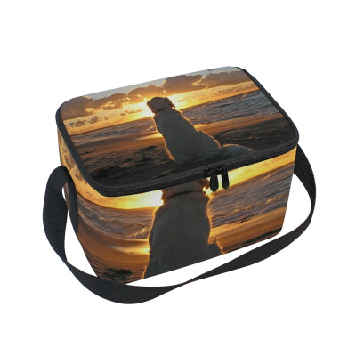 

ALAZA Lunch Box Insulated Lunch Bag Large Cooler A Dog And Sunset Tote Bag