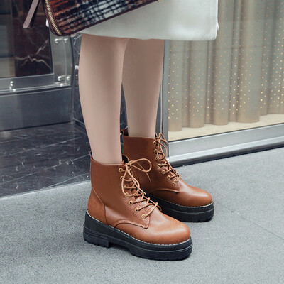 

Winter 2018 thick-soled high-heeled shoes warm cotton shoes short boots Martins female frosted bright leather students