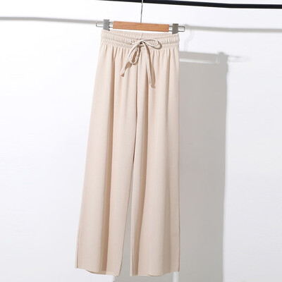 

Fashion Women Leisure High Waist Trousers Loose Pants Pure Color Ninth Pants