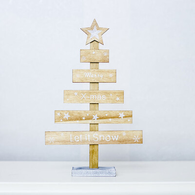 

Toponeto Wooden Mini Christmas Tree Desktop Ornaments Merry Christmas Party Decor