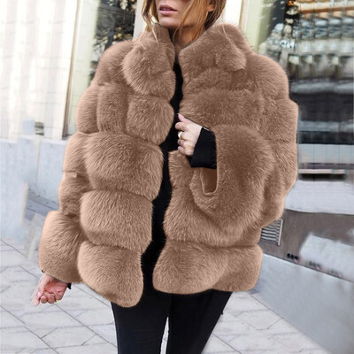 

Toponeto Women Plus Size Short Faux Coat Warm Furry FauxLong Jacket Sleeve Outerwear