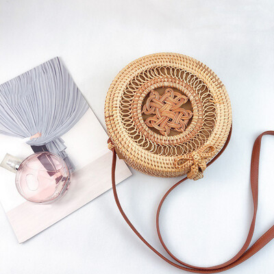 

Tailored Circle Handwoven Bali Round Retro Rattan Straw Beach Bag Crossbody