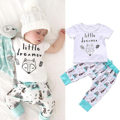 

Newborn Babys Clothes Outfits Toddler Baby Boy Girls T-shirt TopsPants 2pcs Set 0-24Months